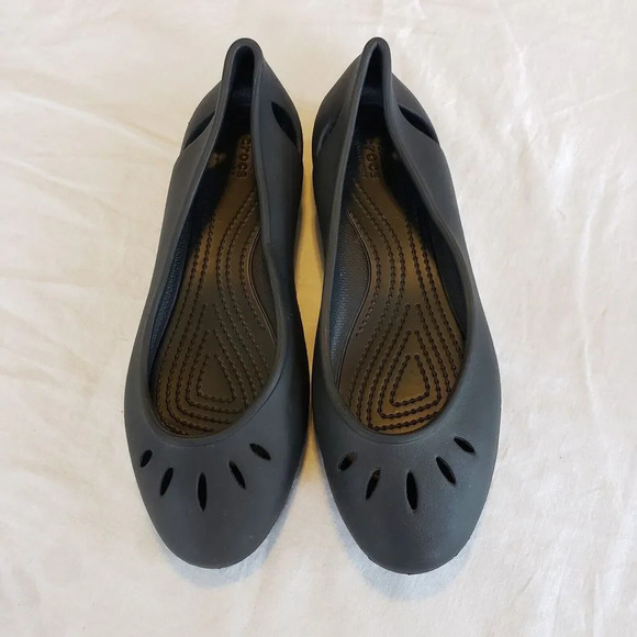 Crocs Kelli black round toe ballerina Flats 203954 Sz 9 - Picture 7 of 7